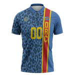 DR Congo Basketball Custom Zipper Polo Shirt Come On Leopards Skin Pattern