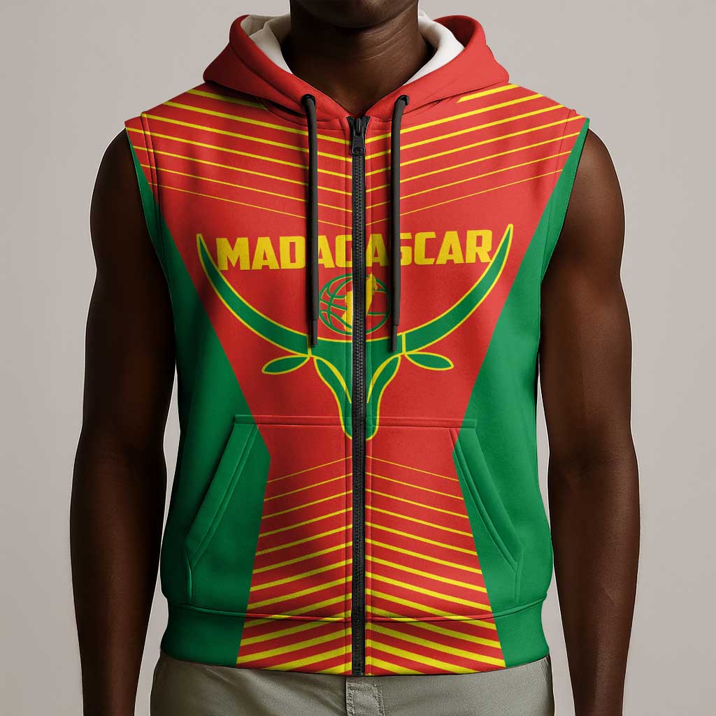 Afro Basketball Custom Madagascar Sleeveless Zip Hoodie Come On Angel Manzano - African Pride
