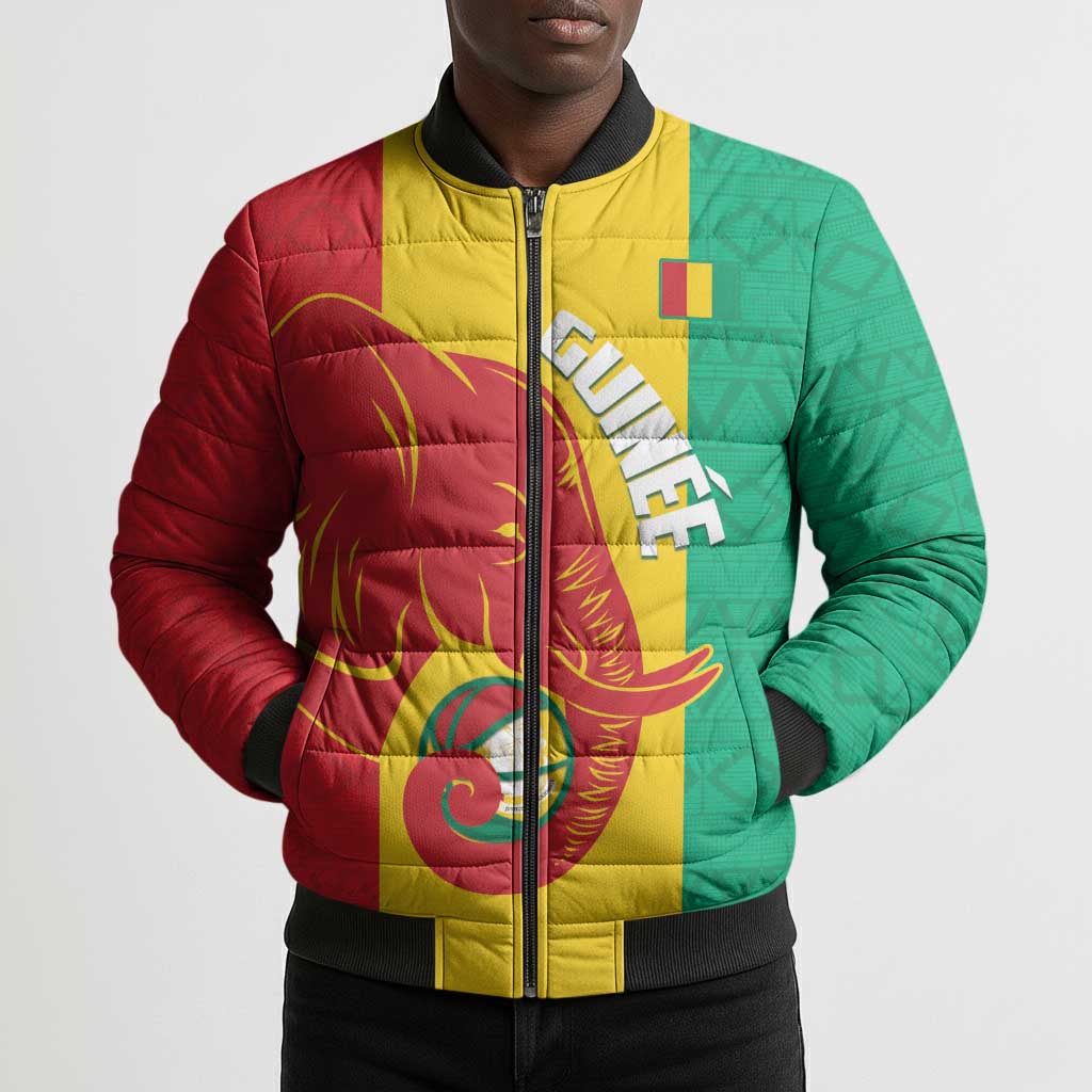 Guinea Basketball Custom Bomber Puffer Jacket Syli Nationale African Pattern