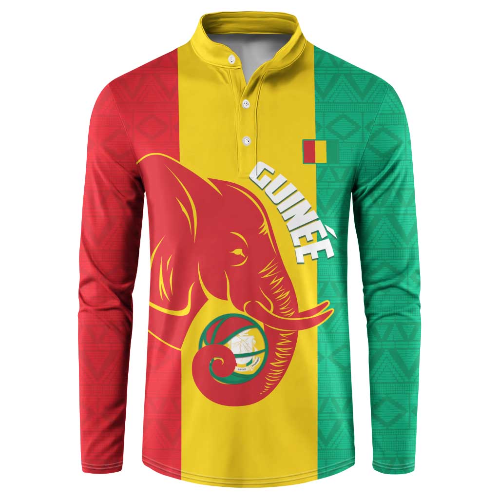 Guinea Basketball Custom Button Sweatshirt Syli Nationale African Pattern