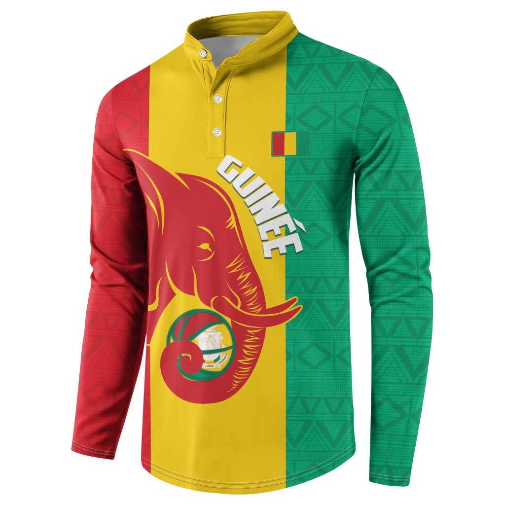 Guinea Basketball Custom Button Sweatshirt Syli Nationale African Pattern