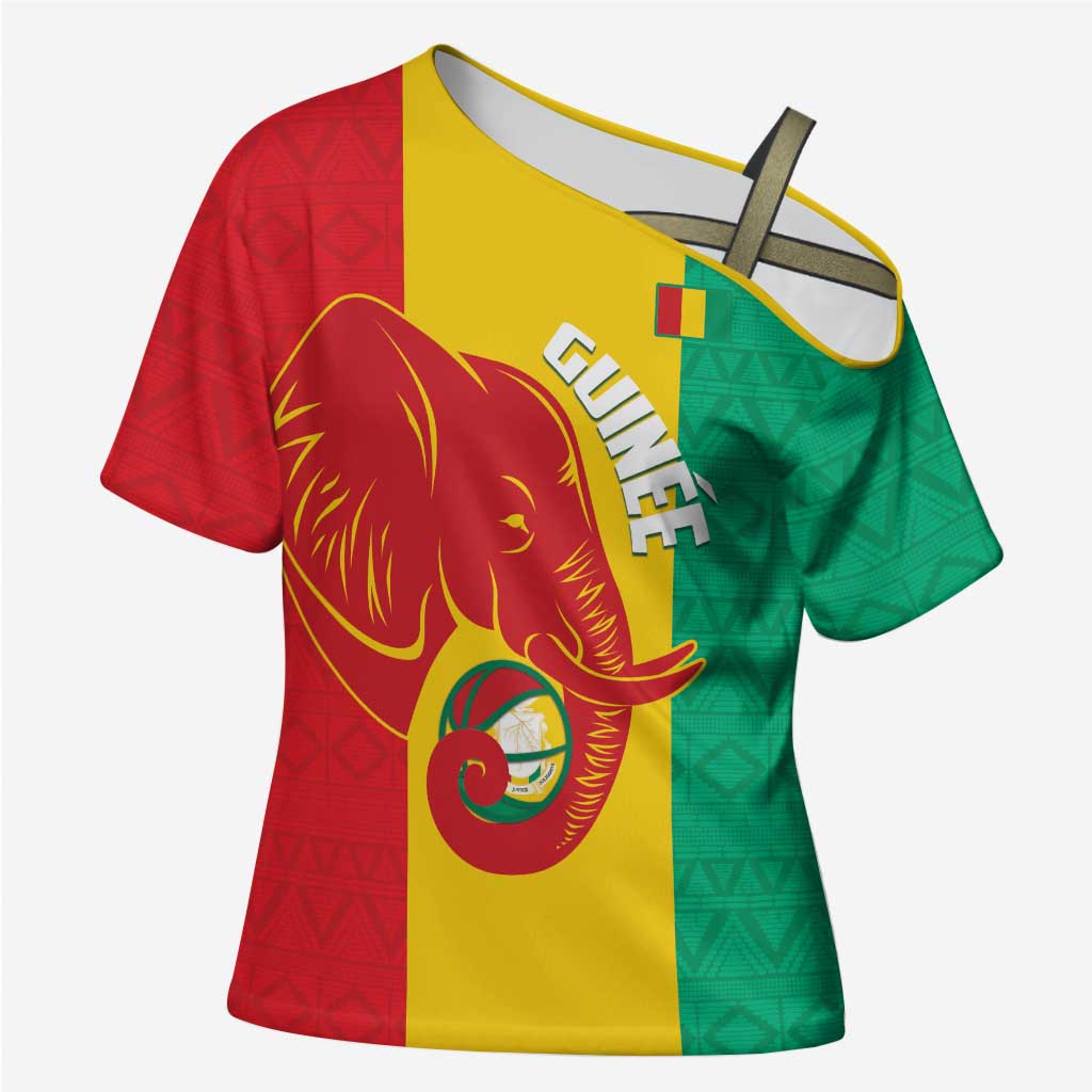 Guinea Basketball Custom Cross Shoulder Shirt Syli Nationale African Pattern