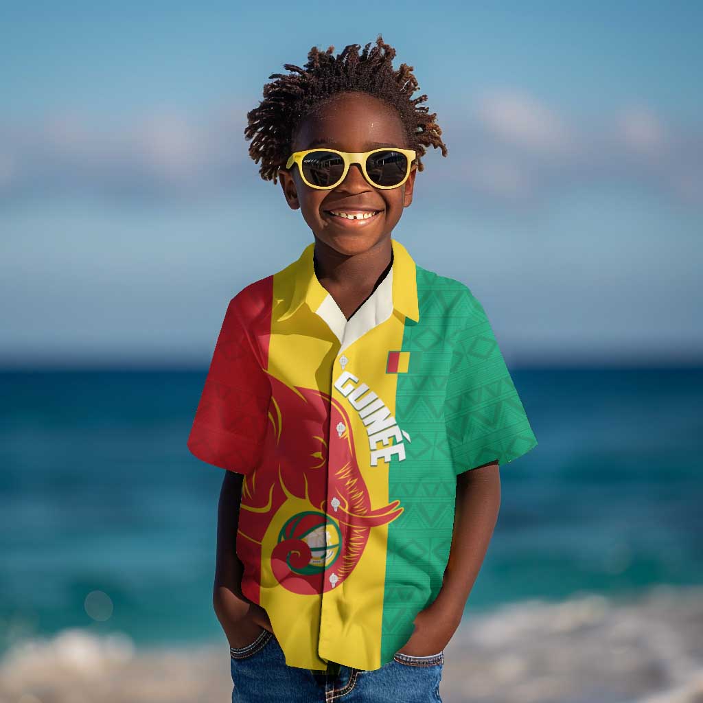 Afro Basketball Custom Guinea Kid Hawaiian Shirt Syli Nationale African Pattern - African Pride