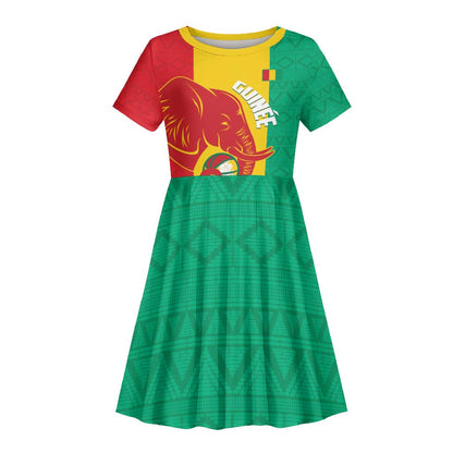 Afro Basketball Custom Guinea Kid Short Sleeve Dress Syli Nationale African Pattern - African Pride
