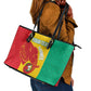 Afro Basketball Custom Guinea Leather Tote Bag Syli Nationale African Pattern - African Pride