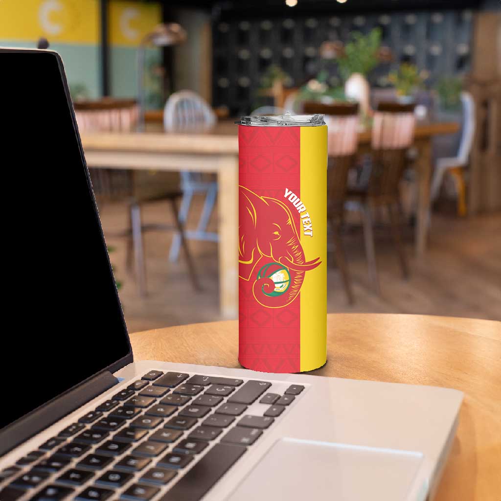 Afro Basketball Custom Guinea Skinny Tumbler Syli Nationale African Pattern - African Pride