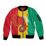 Afro Basketball Custom Guinea Sleeve Zip Bomber Jacket Syli Nationale African Pattern - African Pride