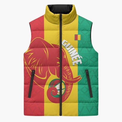 Guinea Basketball Custom Sleeveless Puffer Jacket Syli Nationale African Pattern