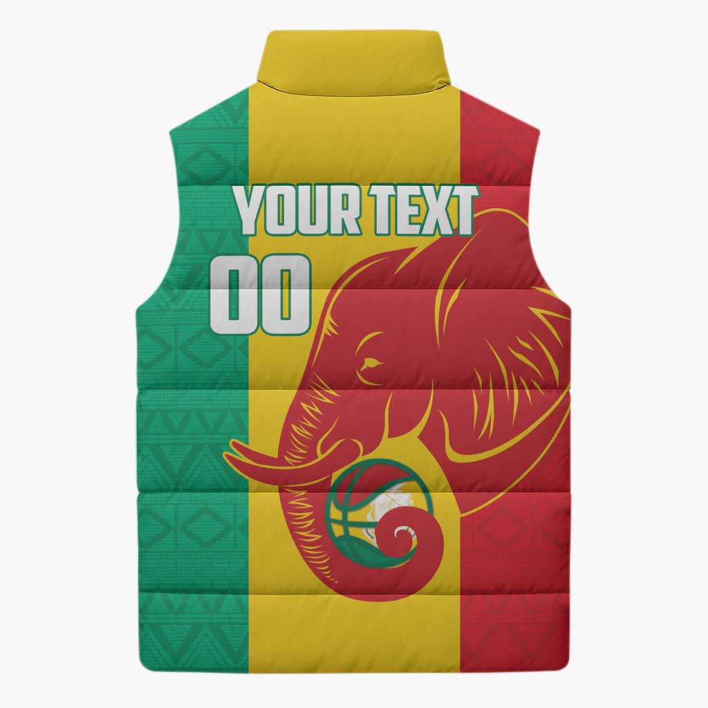 Guinea Basketball Custom Sleeveless Puffer Jacket Syli Nationale African Pattern