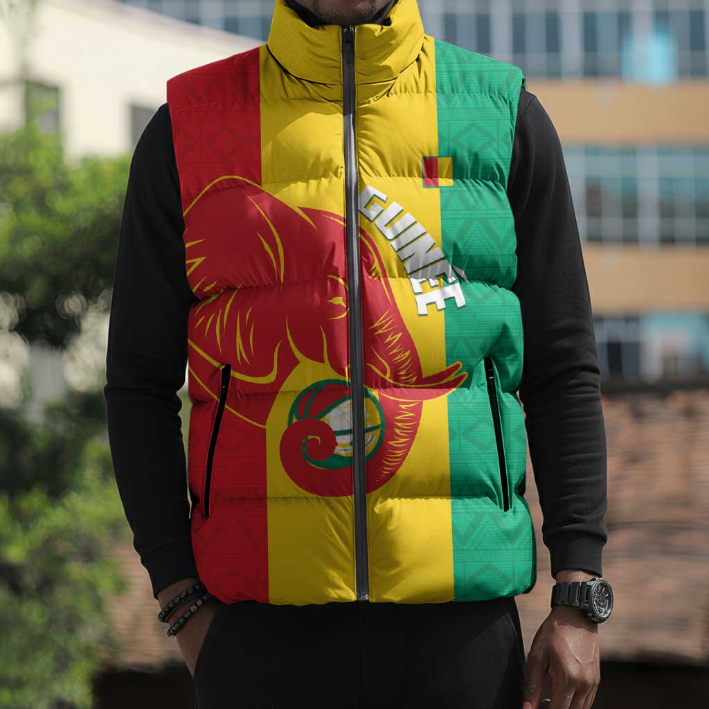 Guinea Basketball Custom Sleeveless Puffer Jacket Syli Nationale African Pattern