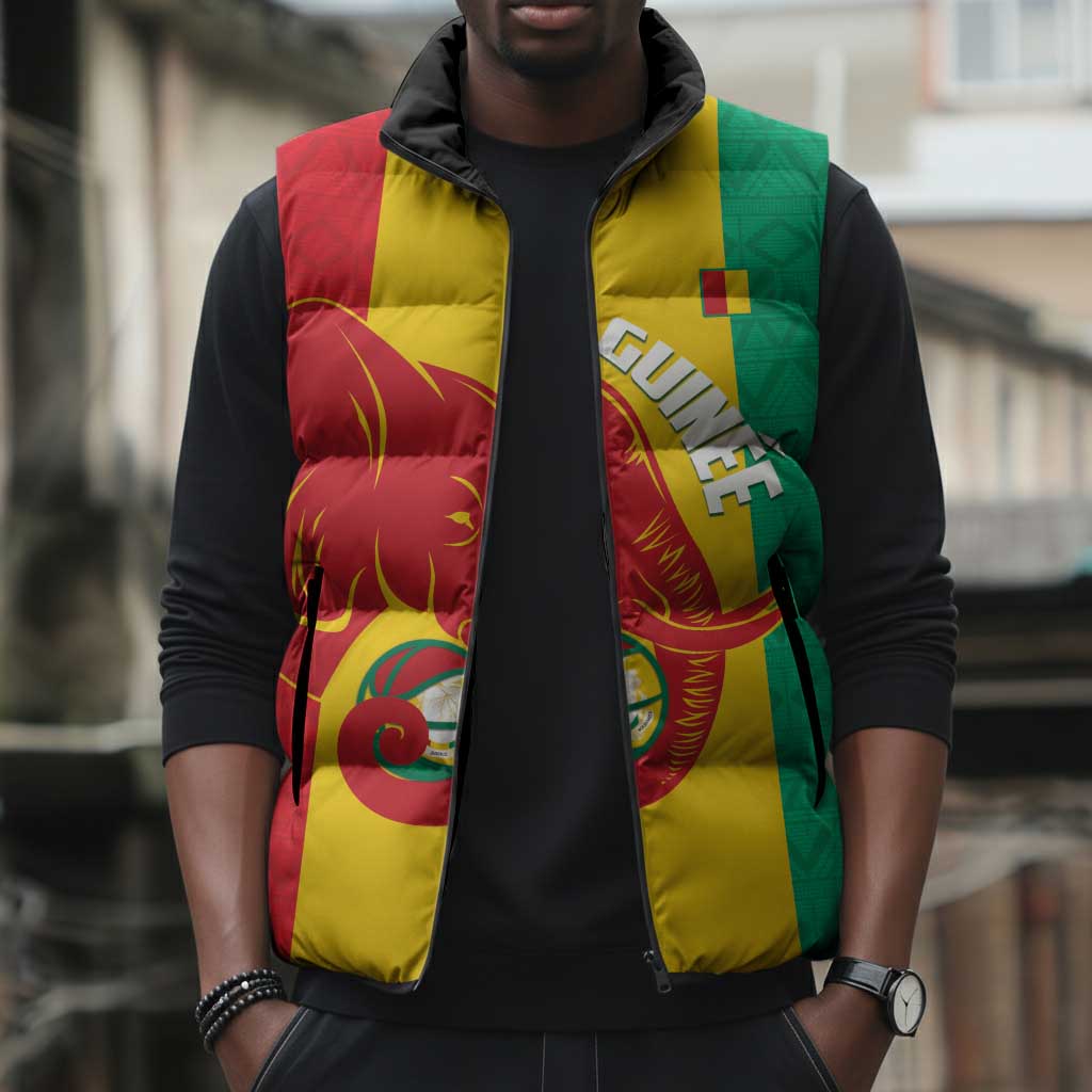 Guinea Basketball Custom Sleeveless Puffer Jacket Syli Nationale African Pattern