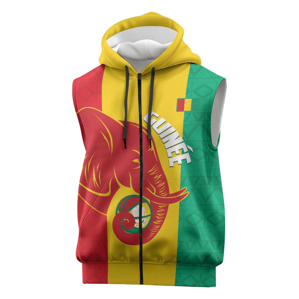 Afro Basketball Custom Guinea Sleeveless Zip Hoodie Syli Nationale African Pattern - African Pride