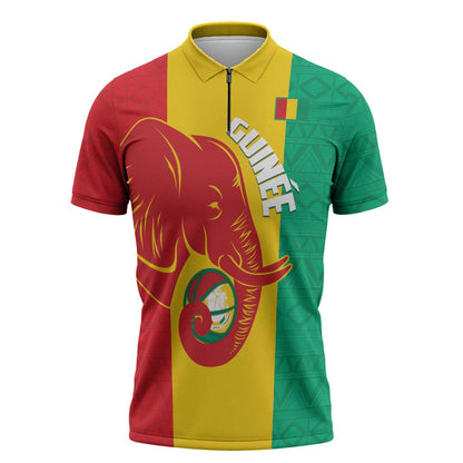 Guinea Basketball Custom Zipper Polo Shirt Syli Nationale African Pattern
