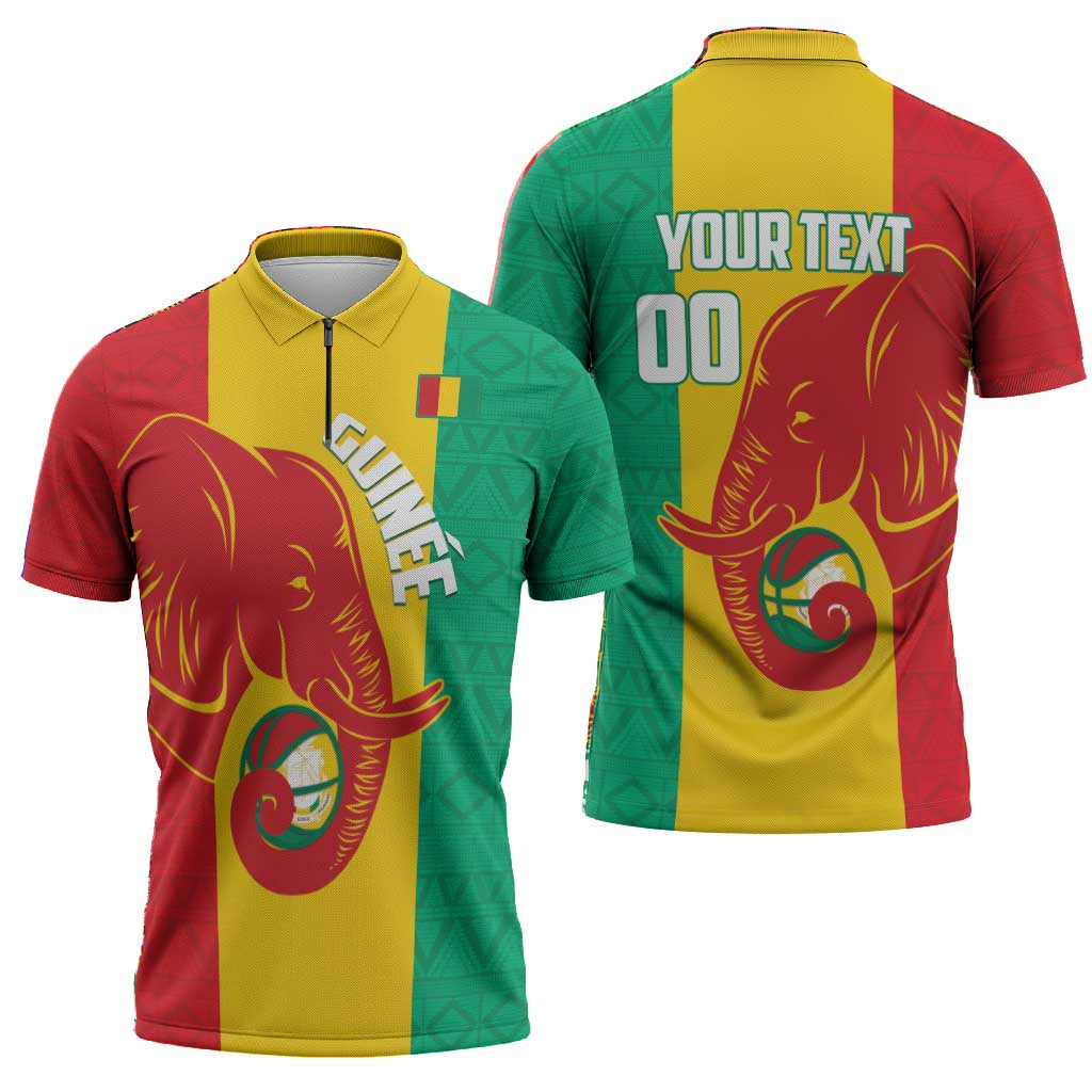 Guinea Basketball Custom Zipper Polo Shirt Syli Nationale African Pattern