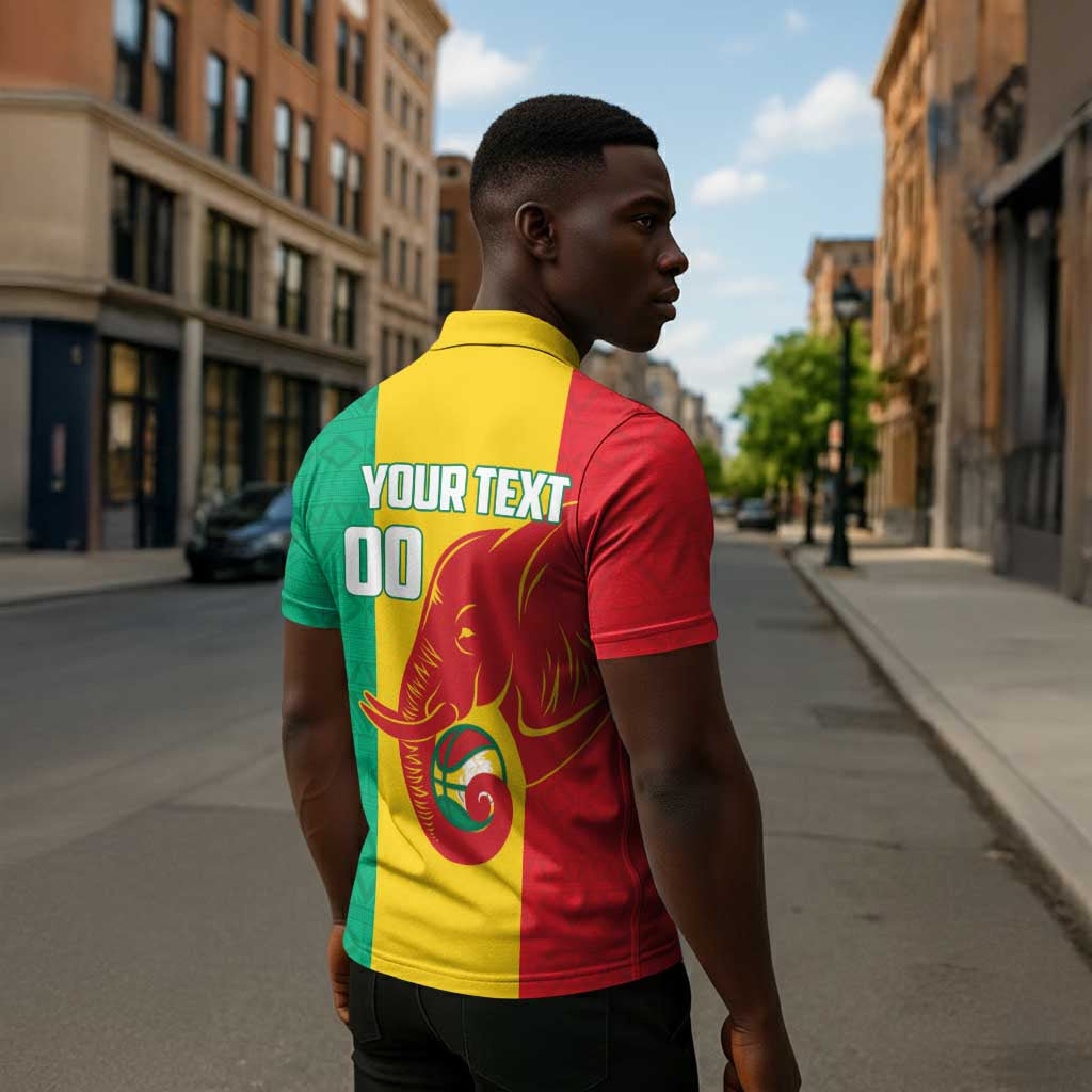 Guinea Basketball Custom Zipper Polo Shirt Syli Nationale African Pattern