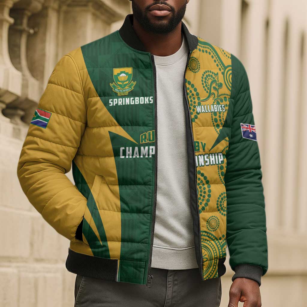 South Africa Australia Rugby Custom Bomber Puffer Jacket Springboks Wallabies Together