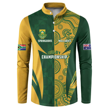 South Africa Australia Rugby Custom Button Sweatshirt Springboks Wallabies Together