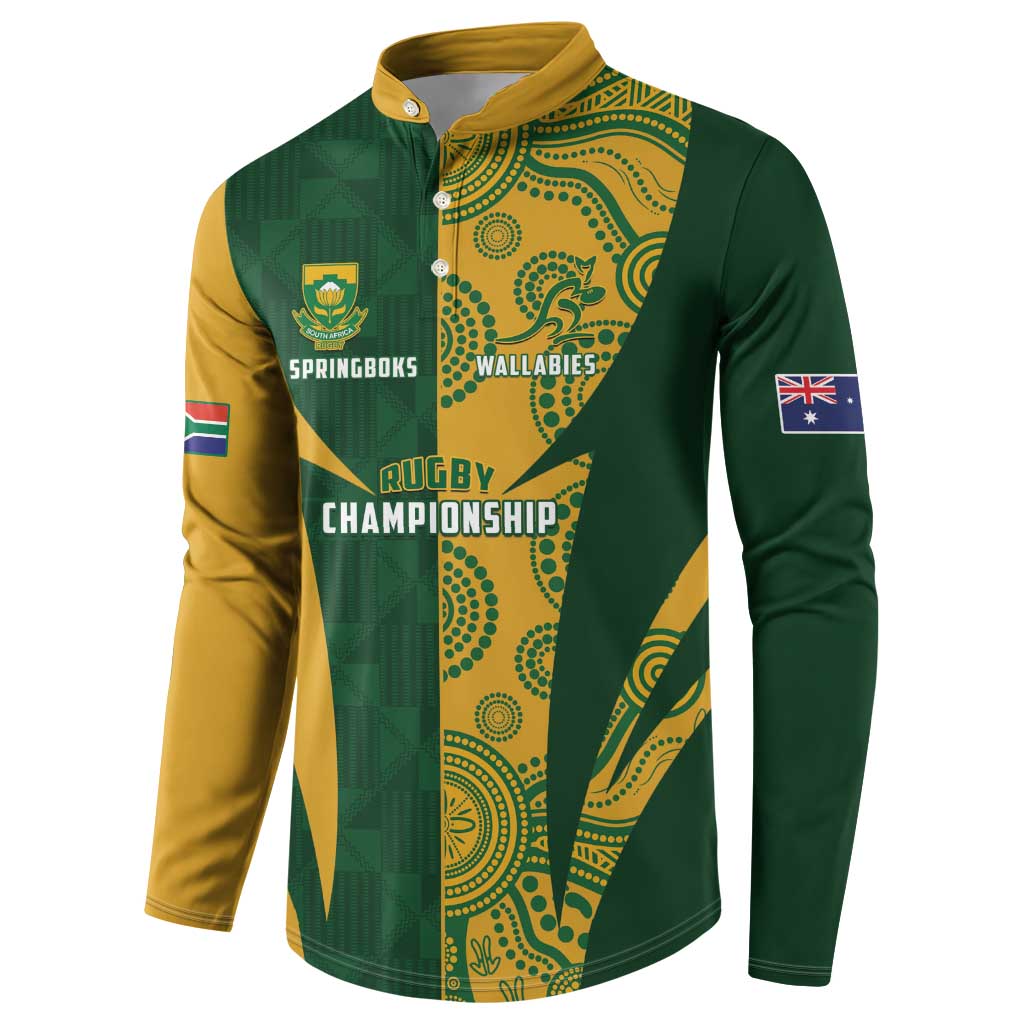 South Africa Australia Rugby Custom Button Sweatshirt Springboks Wallabies Together