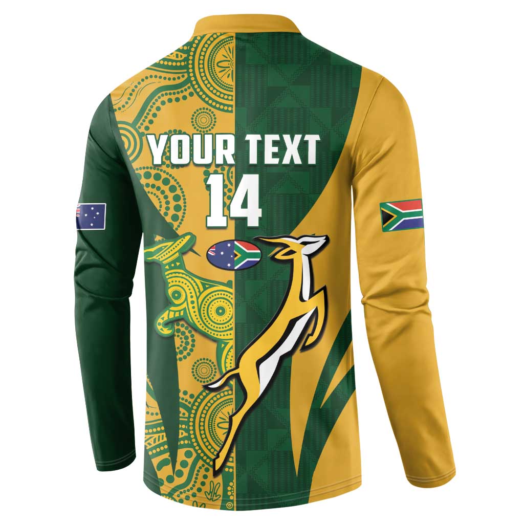 South Africa Australia Rugby Custom Button Sweatshirt Springboks Wallabies Together