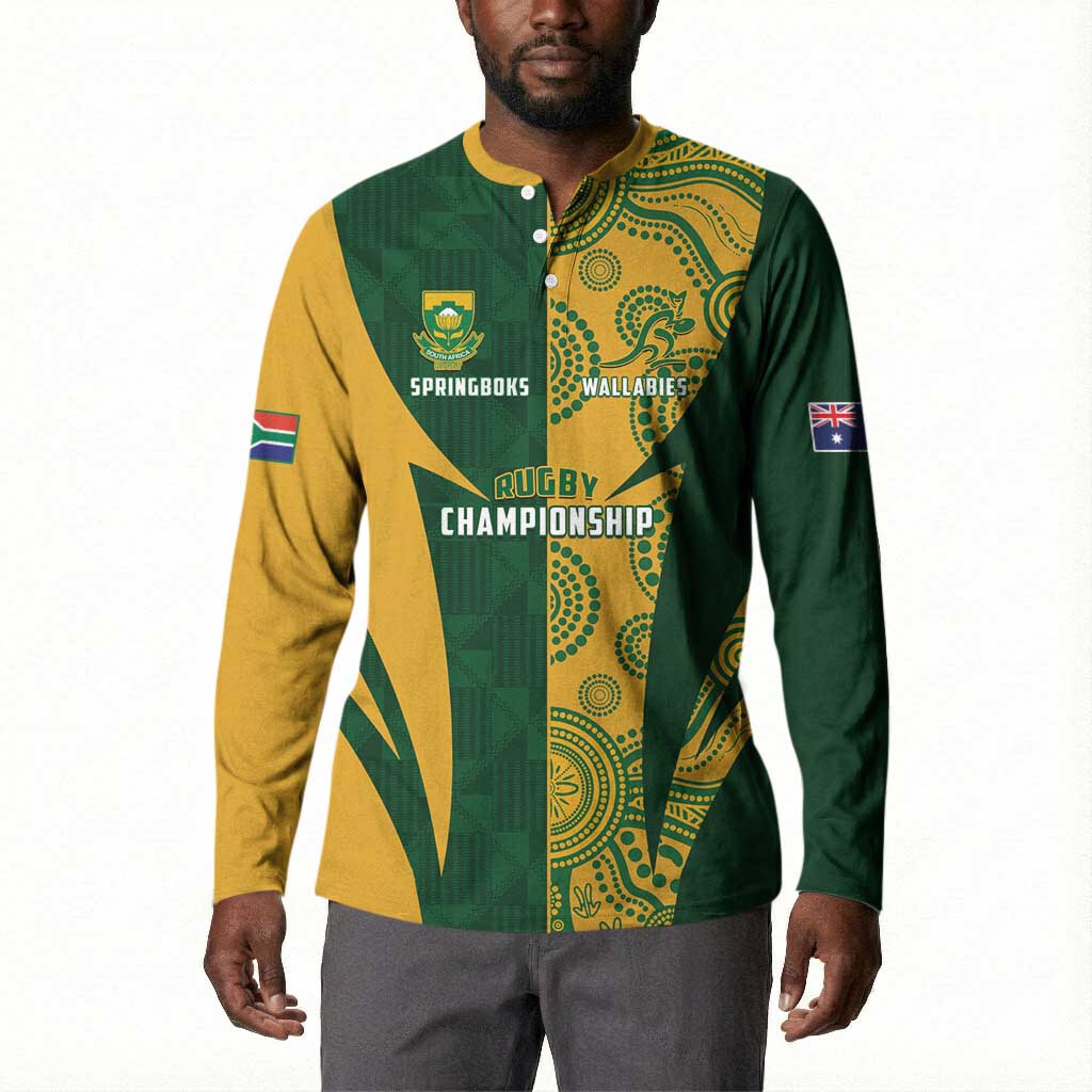 South Africa Australia Rugby Custom Button Sweatshirt Springboks Wallabies Together