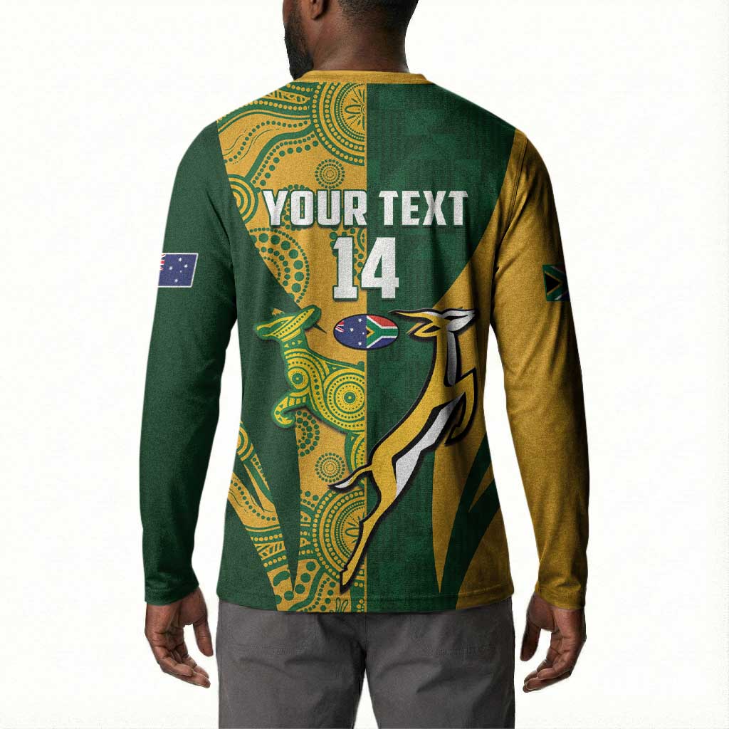 South Africa Australia Rugby Custom Button Sweatshirt Springboks Wallabies Together