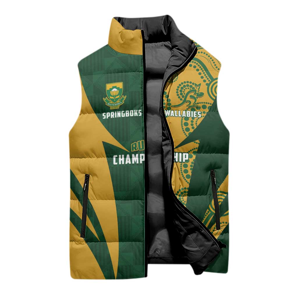 South Africa Australia Rugby Custom Sleeveless Puffer Jacket Springboks Wallabies Together