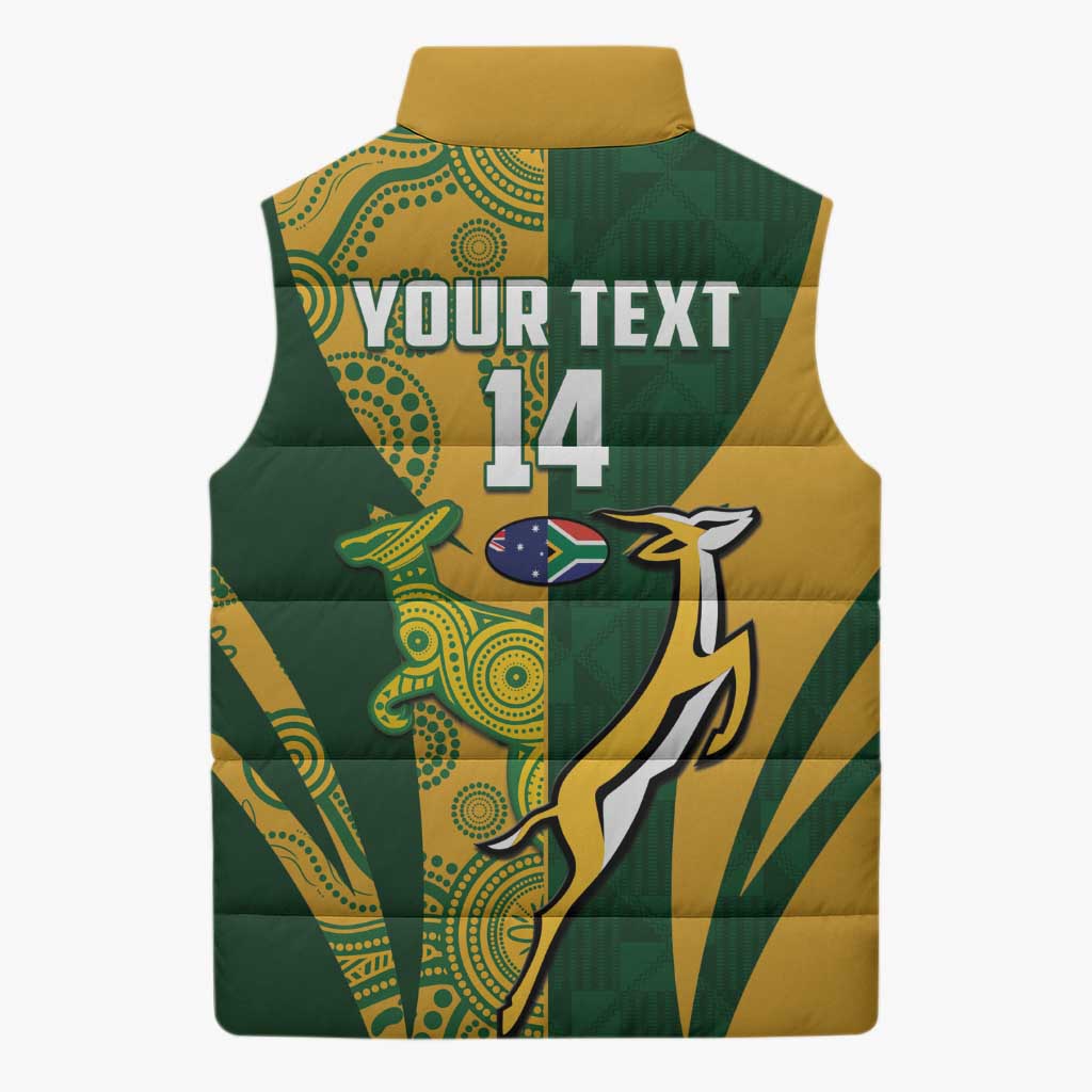 South Africa Australia Rugby Custom Sleeveless Puffer Jacket Springboks Wallabies Together