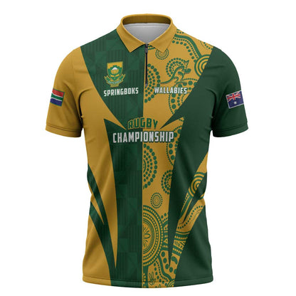 South Africa Australia Rugby Custom Zipper Polo Shirt Springboks Wallabies Together