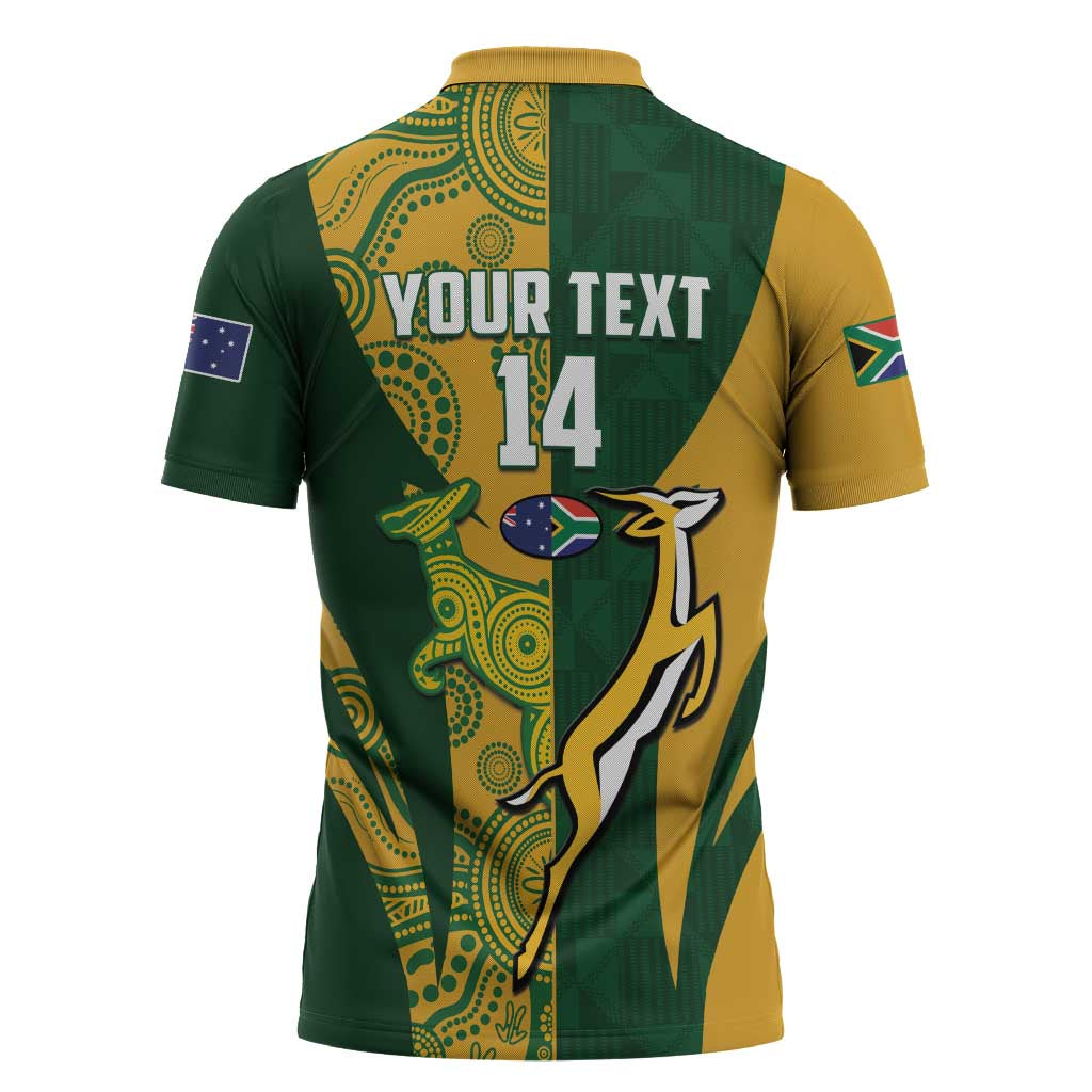 South Africa Australia Rugby Custom Zipper Polo Shirt Springboks Wallabies Together
