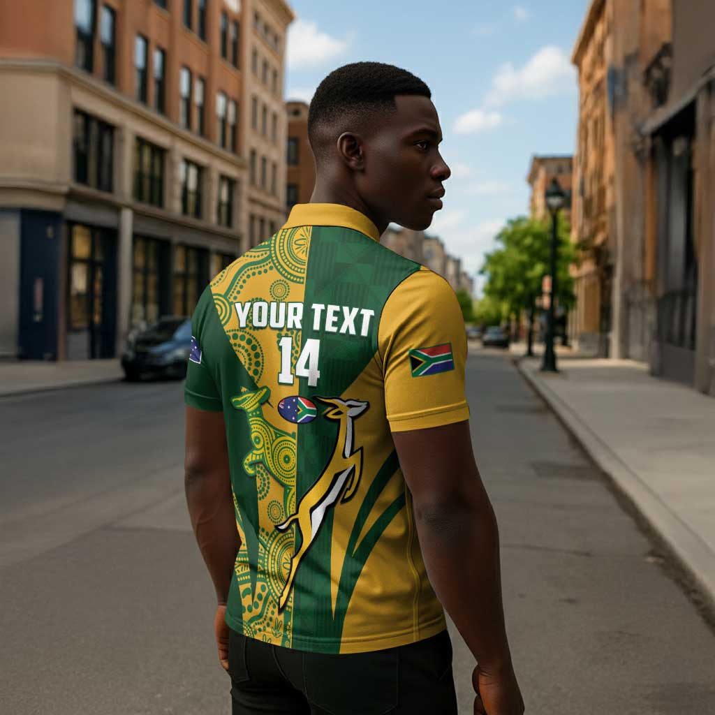 South Africa Australia Rugby Custom Zipper Polo Shirt Springboks Wallabies Together