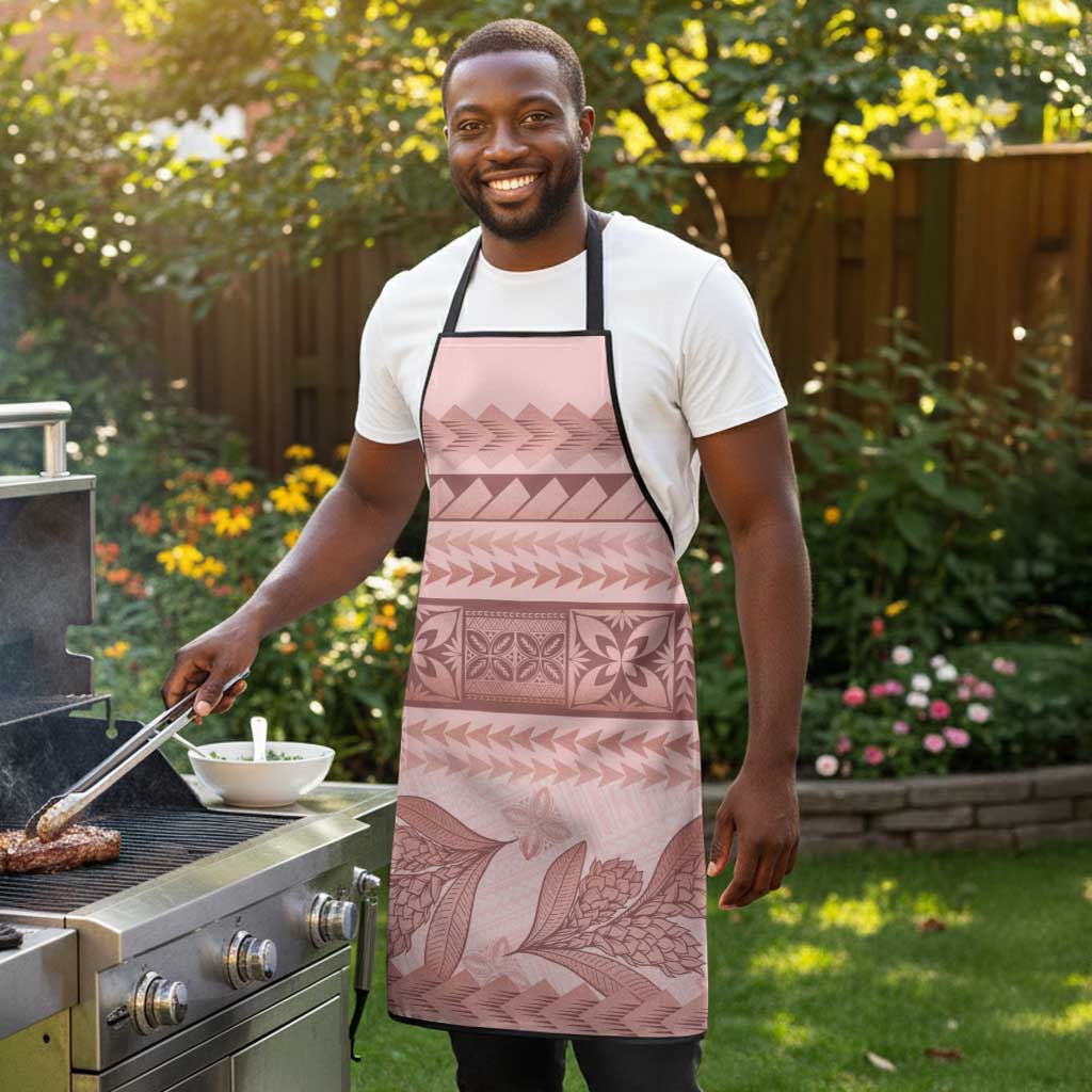 Pastel Pink Samoa Siapo Teuila Flowers Apron