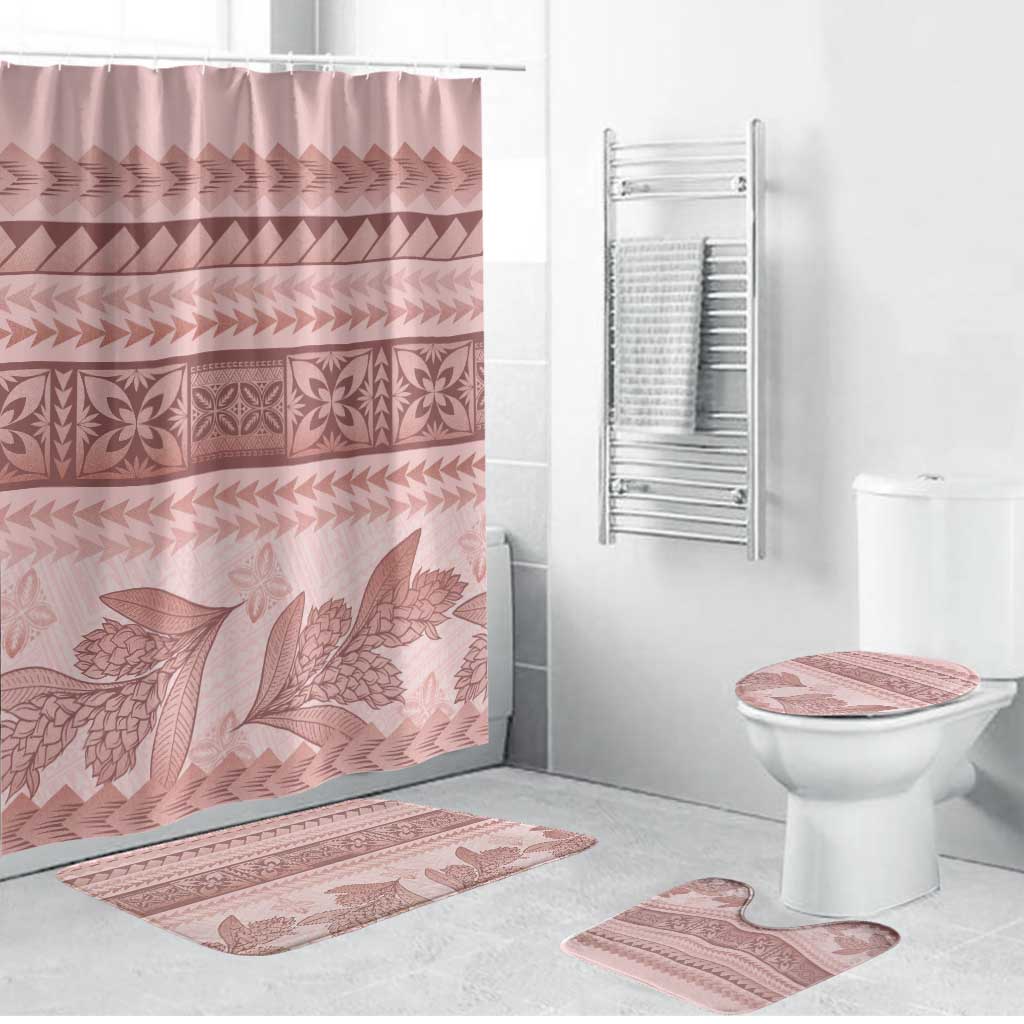 Pastel Pink Samoa Siapo Teuila Flowers Bathroom Set