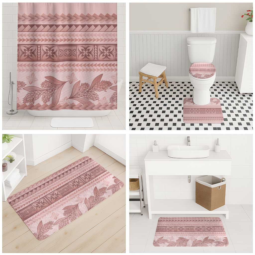 Pastel Pink Samoa Siapo Teuila Flowers Bathroom Set
