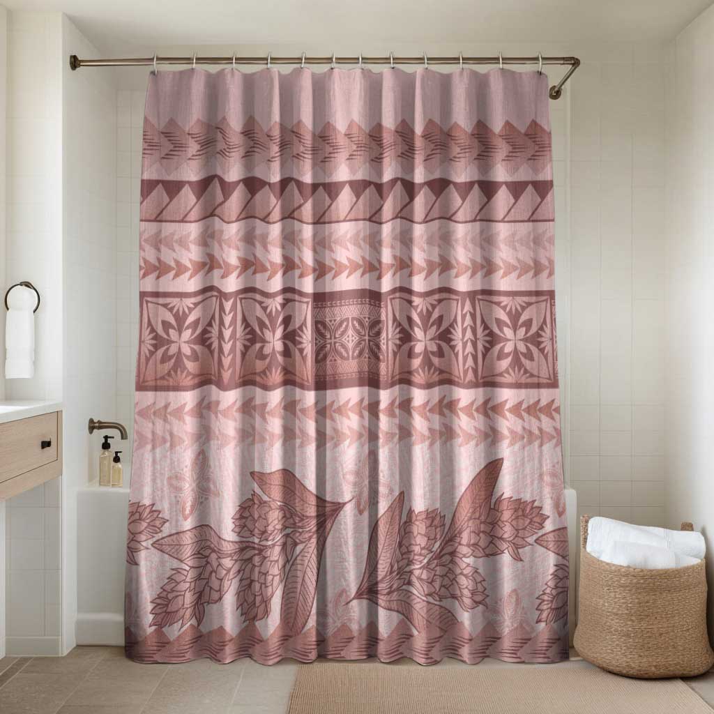 Pastel Pink Samoa Siapo Teuila Flowers Bathroom Set