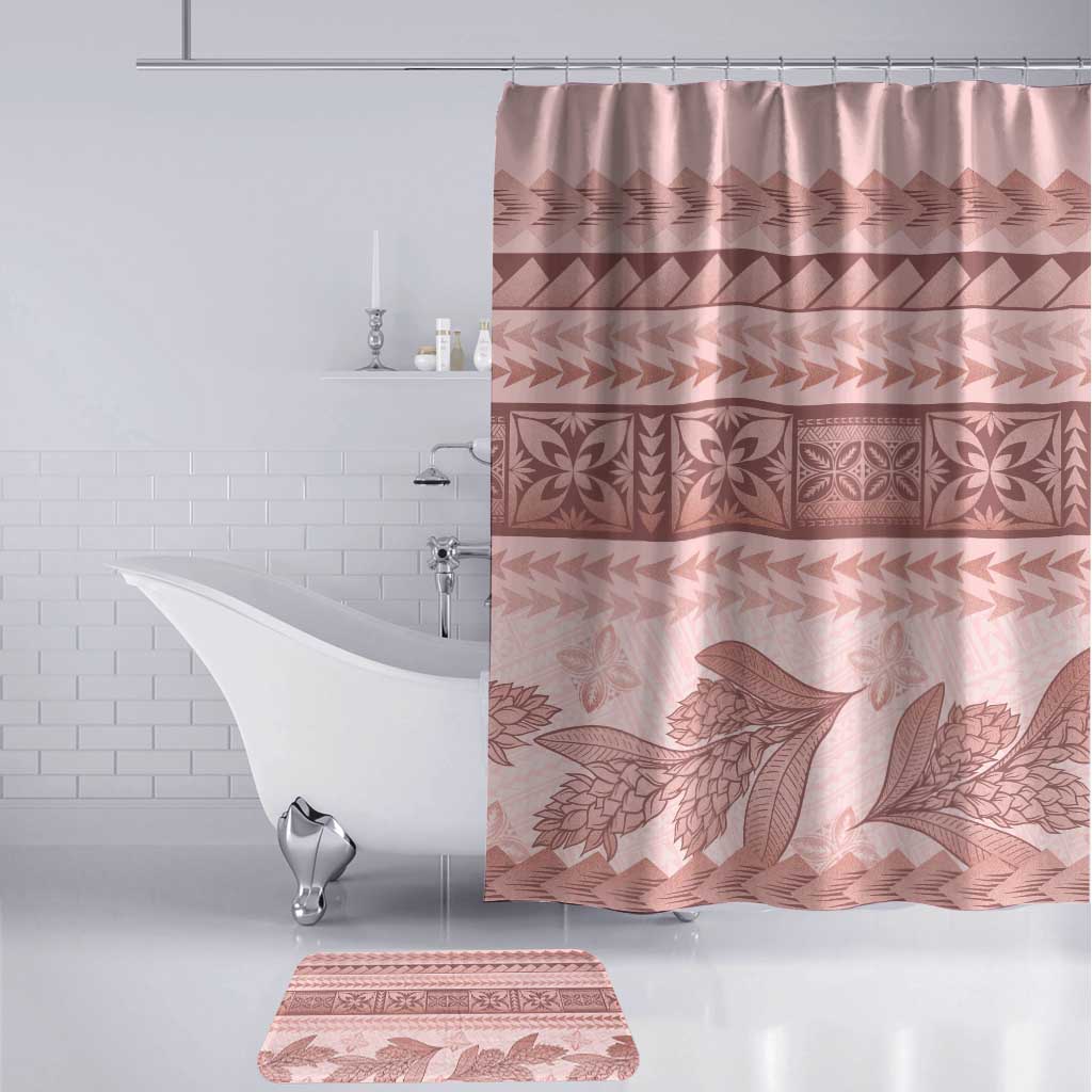 Pastel Pink Samoa Siapo Teuila Flowers Bathroom Set