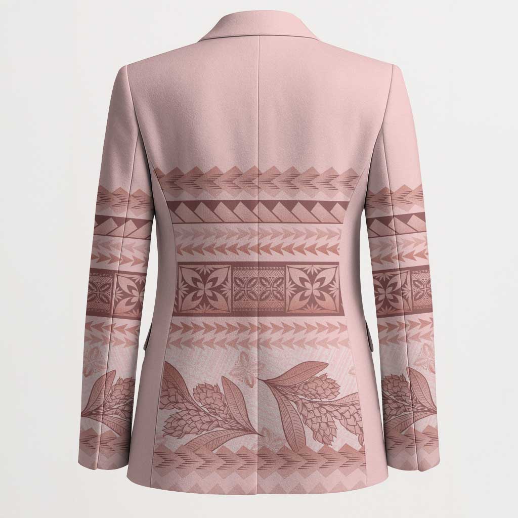 Pastel Pink Samoa Siapo Teuila Flowers Blazer