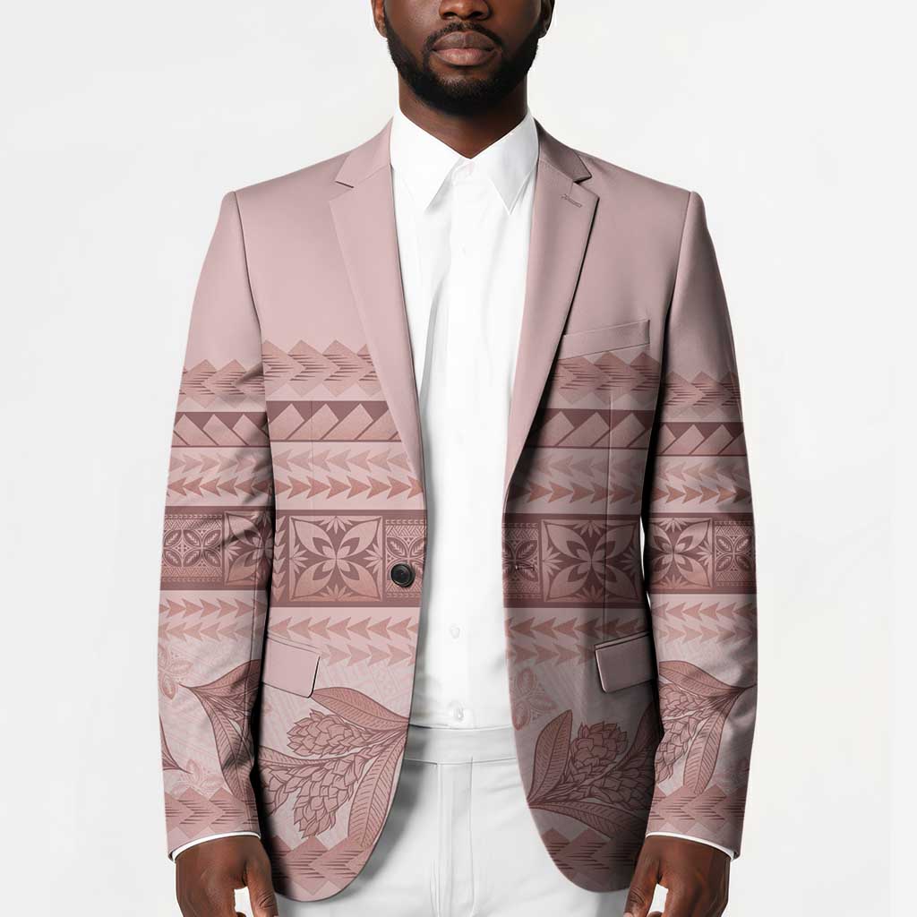 Pastel Pink Samoa Siapo Teuila Flowers Blazer