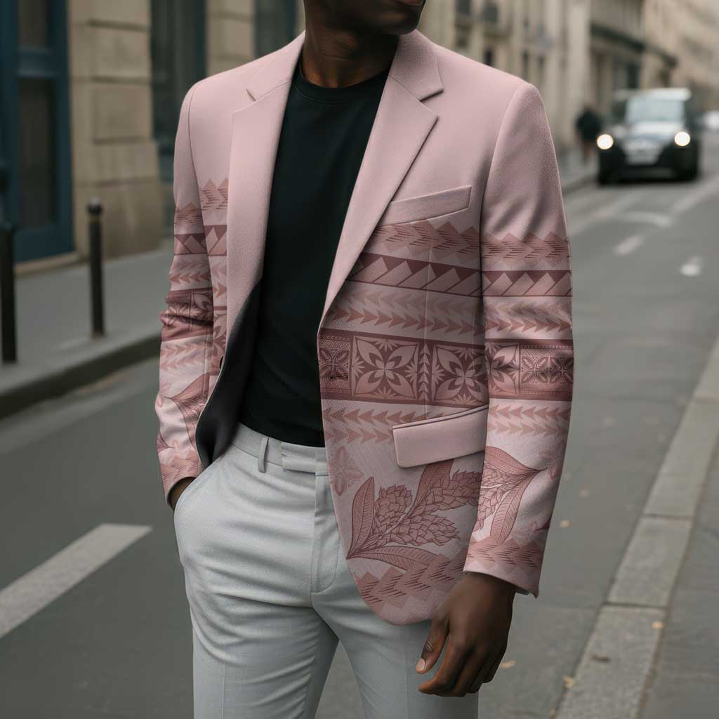 Pastel Pink Samoa Siapo Teuila Flowers Blazer