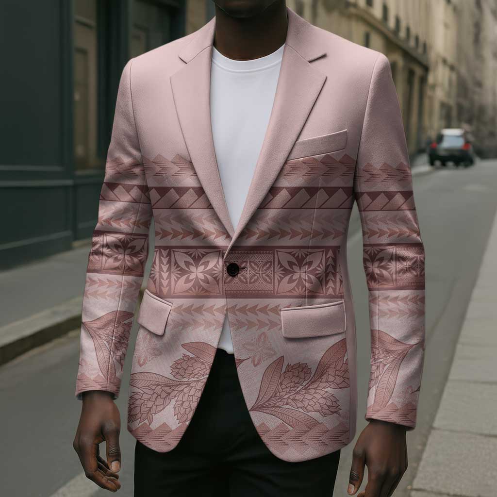 Pastel Pink Samoa Siapo Teuila Flowers Blazer