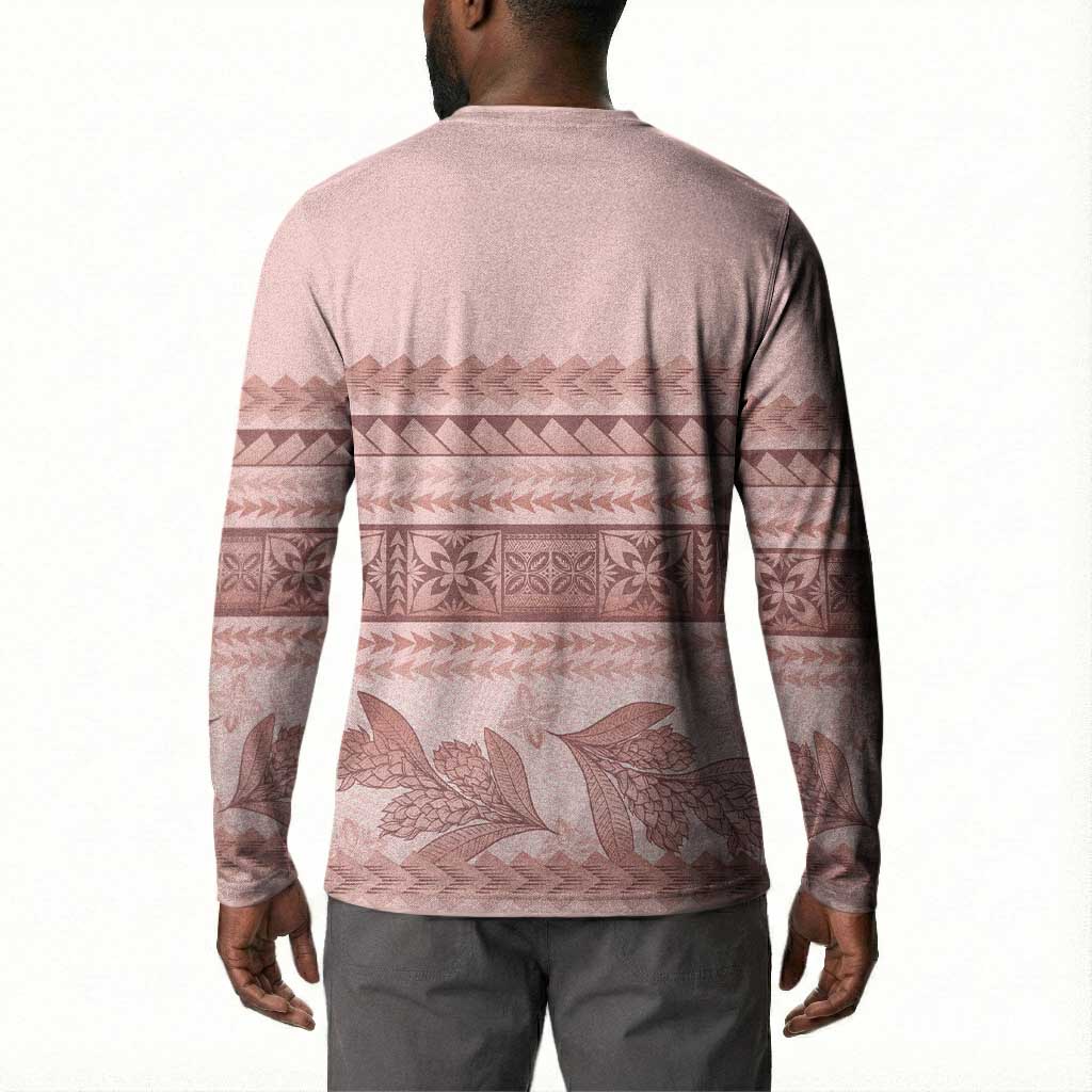 Pastel Pink Samoa Siapo Teuila Flowers Button Sweatshirt