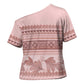 Pastel Pink Samoa Siapo Teuila Flowers Cross Shoulder Shirt