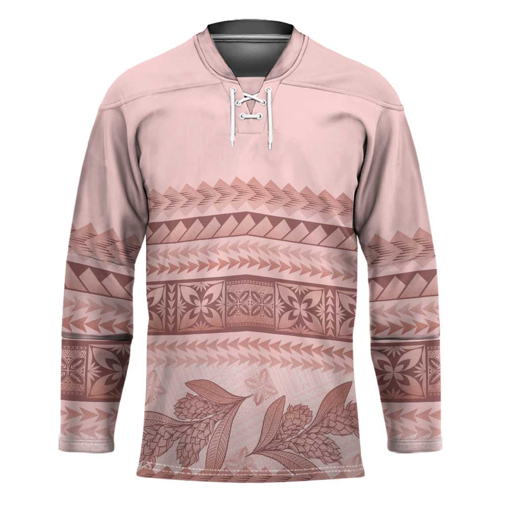 Pastel Pink Samoa Siapo Teuila Flowers Hockey Jersey