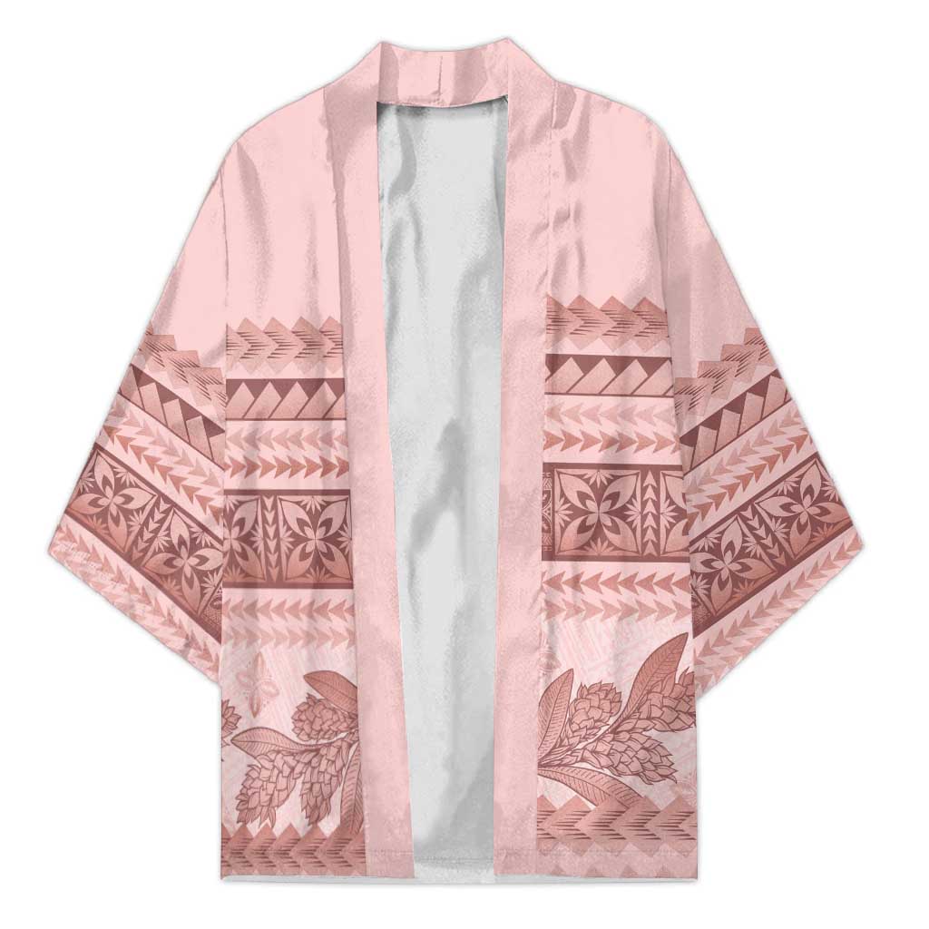 Pastel Pink Samoa Siapo Teuila Flowers Kimono