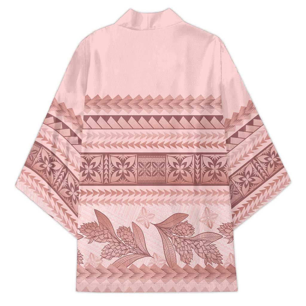 Pastel Pink Samoa Siapo Teuila Flowers Kimono