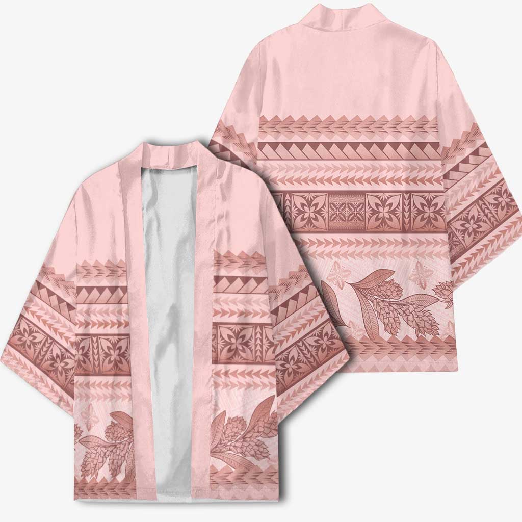 Pastel Pink Samoa Siapo Teuila Flowers Kimono