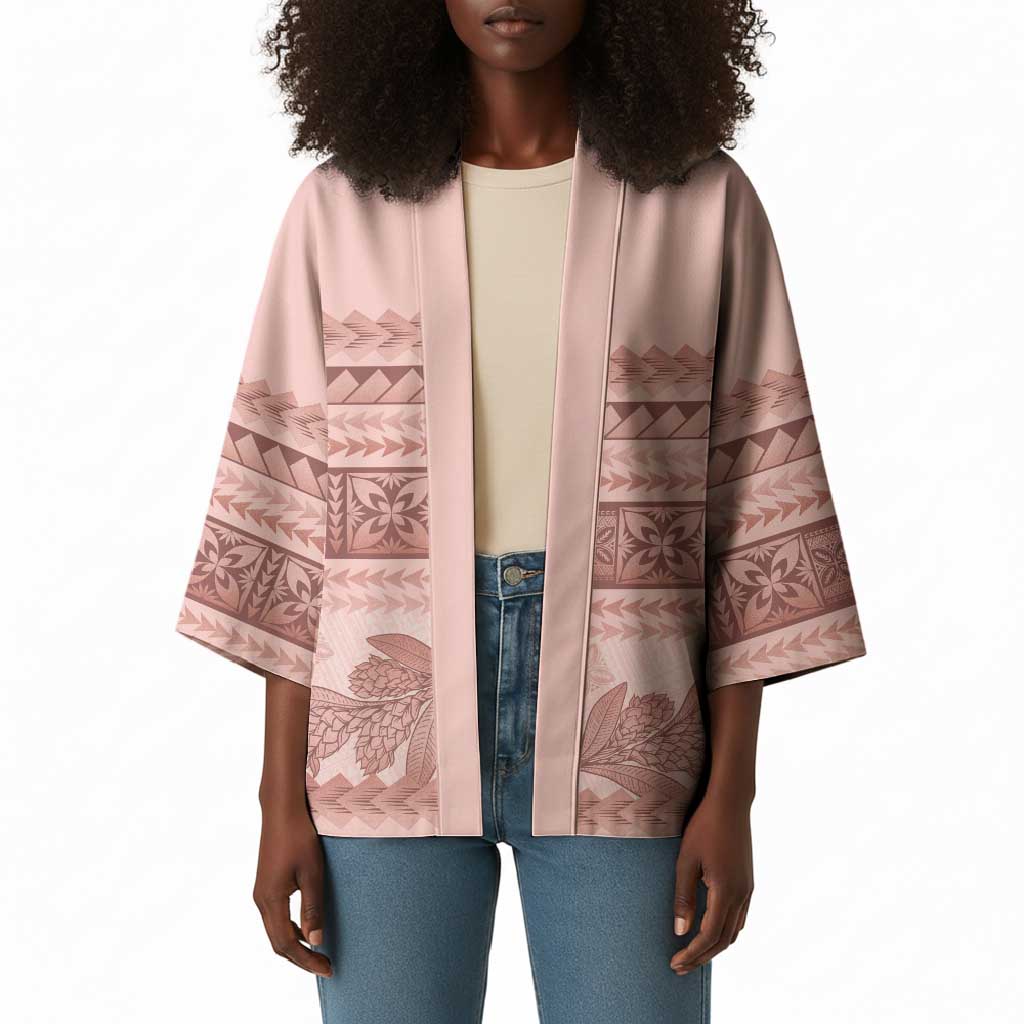 Pastel Pink Samoa Siapo Teuila Flowers Kimono