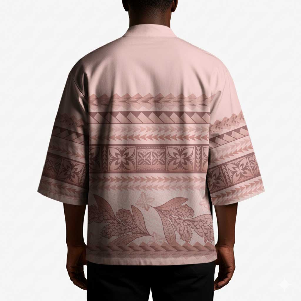Pastel Pink Samoa Siapo Teuila Flowers Kimono