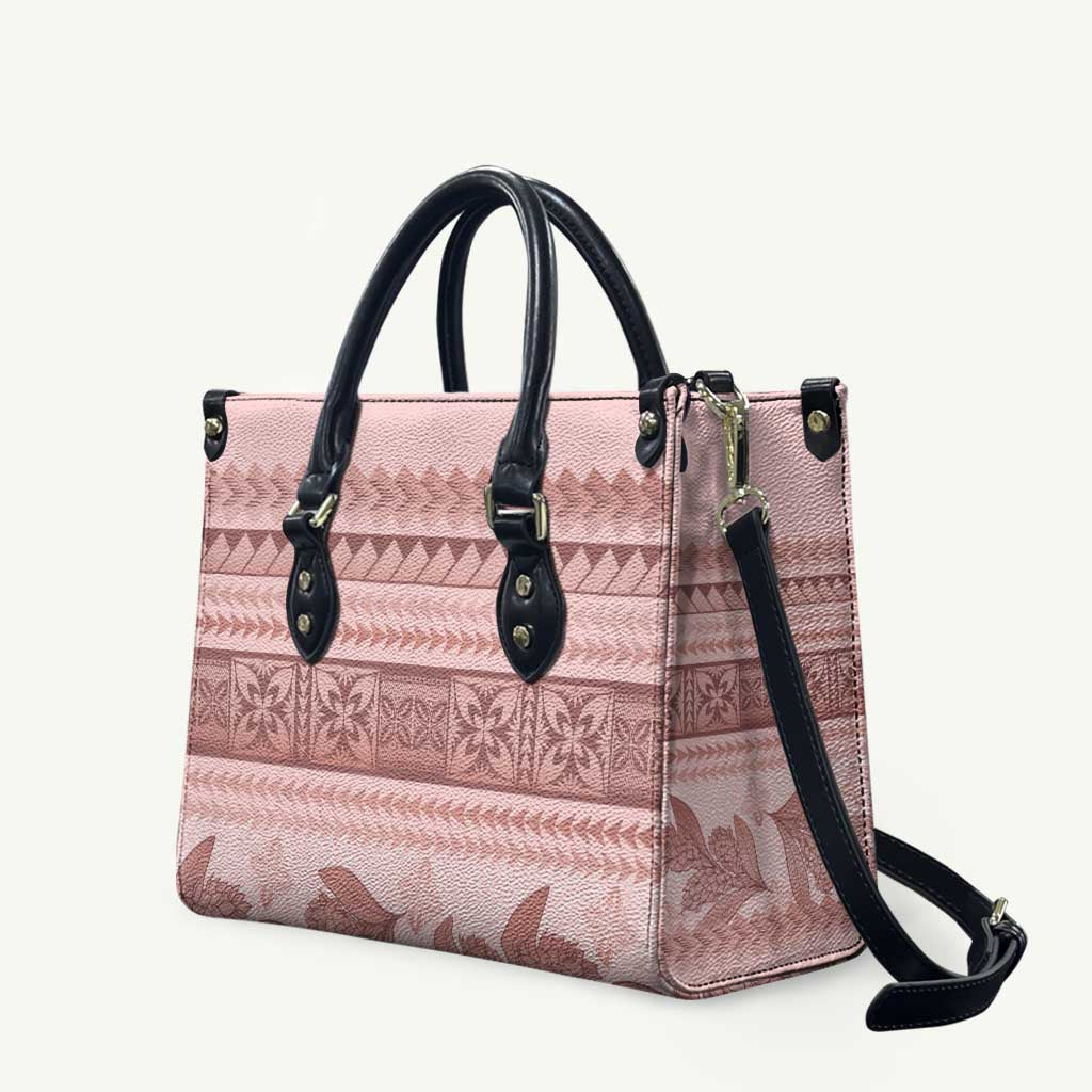 Pastel Pink Samoa Siapo Teuila Flowers Leather Bag