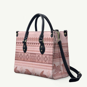 Pastel Pink Samoa Siapo Teuila Flowers Leather Bag