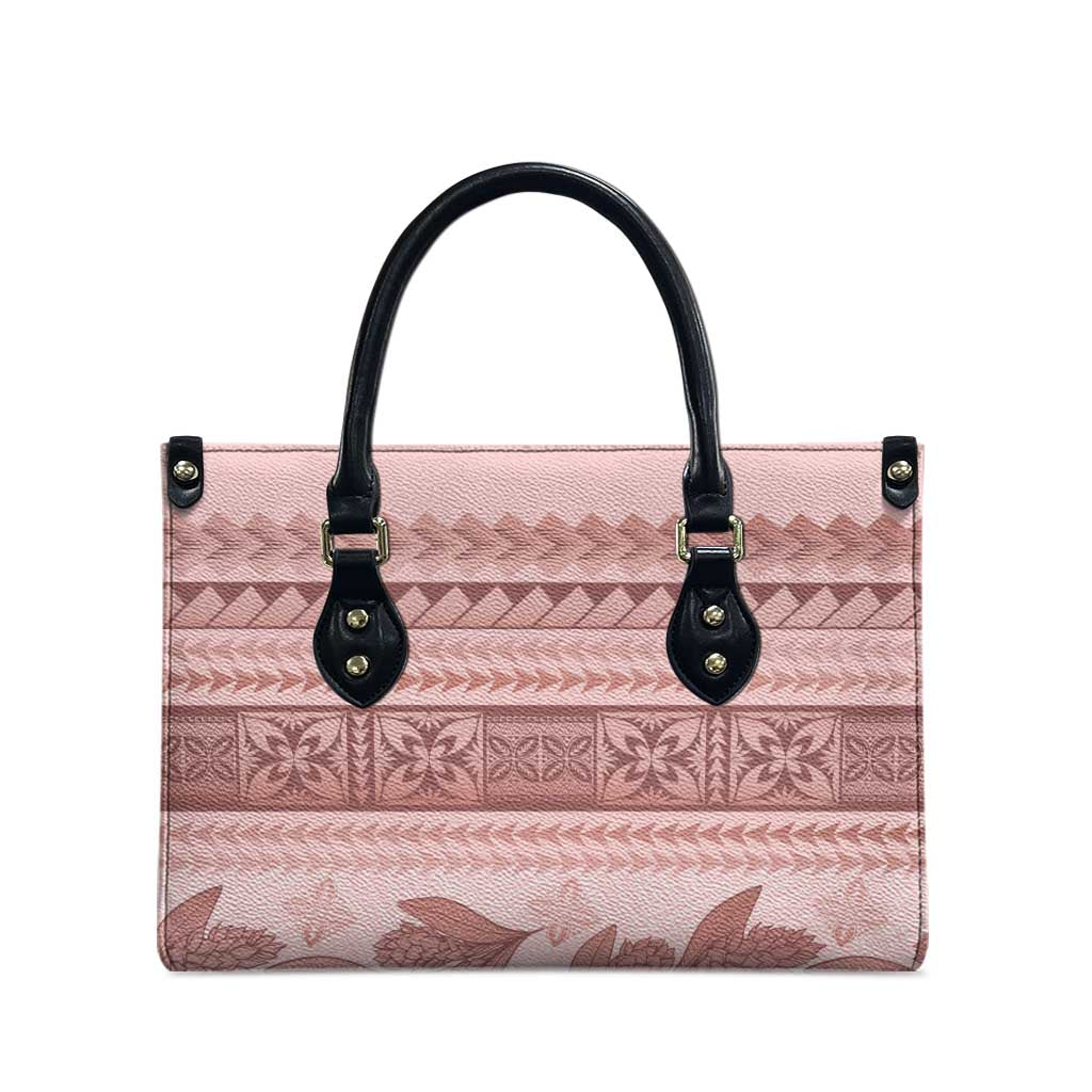 Pastel Pink Samoa Siapo Teuila Flowers Leather Bag